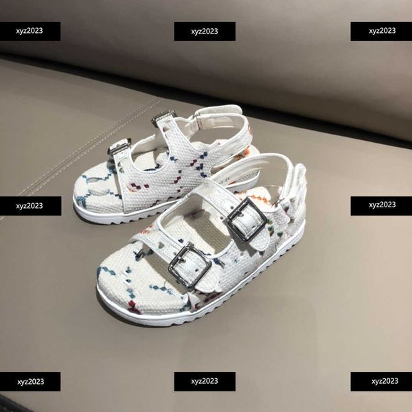

23ss summer letter embroidery kids shoes designer kids sandals girl slippers contrast design cost price box packaging children's size 2, Black;red