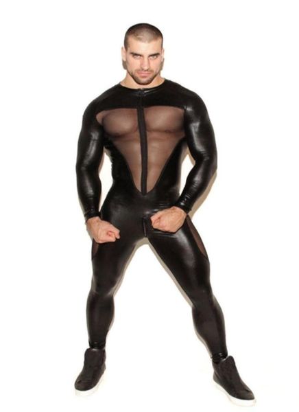 

gay men039s bondage fetish black stretch pvc look latex spandex jumpsuit m3xl 9727572864, Black;brown