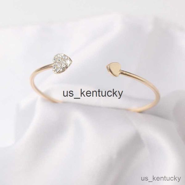 

charm bracelets crystal heart open cuff bracelets for women fashion adjustable charm bracelet gold color metal female hand jewelry r230821, Golden;silver