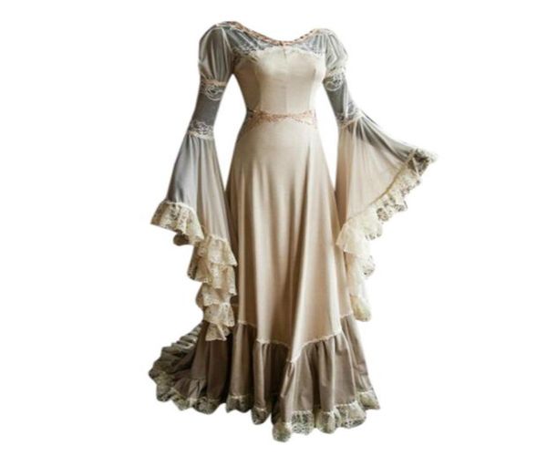 

women039s long sleeve slash neck medieval dress floor length cosplay dress elegant and comfortable 2019 new352634591, Black;gray