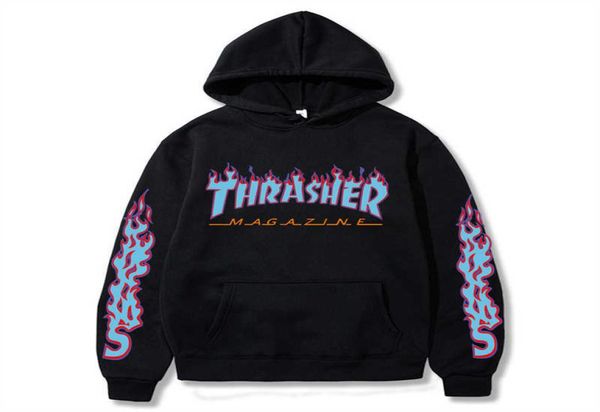 

men hoodies sweatshirts european american popular brand thrashes print menwomen street couple casual hip hop pullover y22093447391, Black