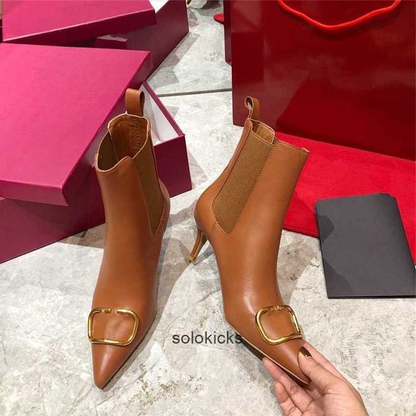 

valentinolies fashion sock boots casual 03-04 women luxury boots design winter soled warm heel snow 817g leather thick, Black