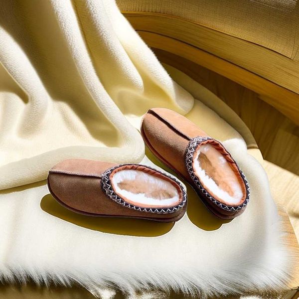

tasman slippers tazz chestnut fur slides sheepskin shearling winter snow boots fur women shoes short ankle boots ethnic style tazz tasman cl, Black