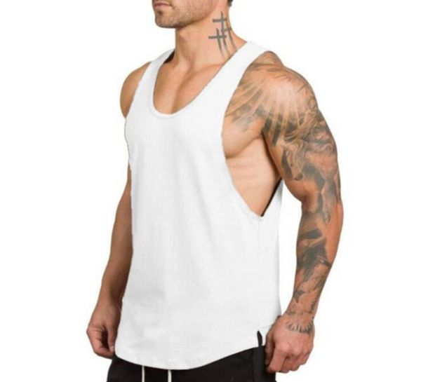 

2021 men gym tank gym tank vest stringer bodybuilding singlet cotton sport sportswear men039s fitness clothing5336385, White;black