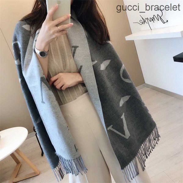 

luxury v scarf cashmere thick shawl women long winter wram pashmina wraps hijab with tassel bufanda foulard, Blue;gray