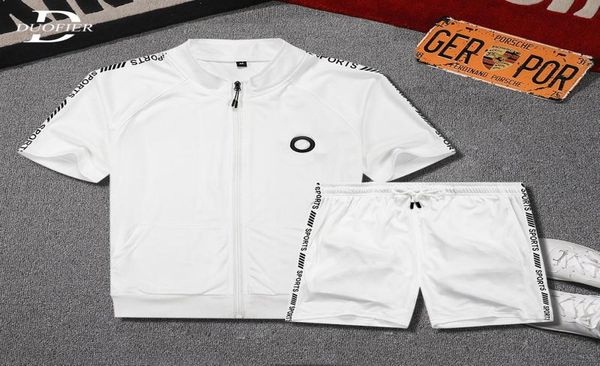 

summer men casual sets loose jogging tracksuit 2021 mens sportswear zipper tshirtsshorts 2pcs sports suit printing clothing men8423186, Gray