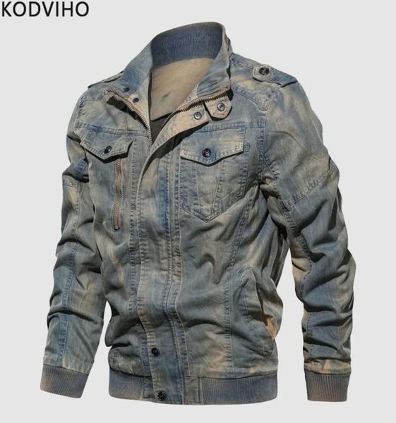 

denim blue jacket mens stand collar spring autumn coat plus size jeans outwear men 3d cotton overcoat retro brand clothing ceket m8727314, Black;brown