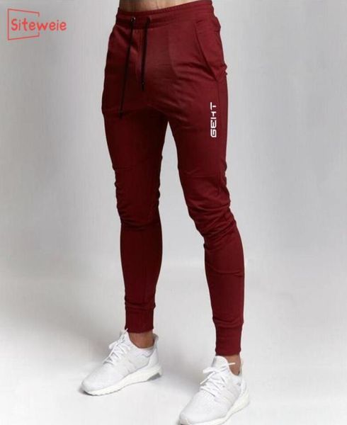 

siteweie joggers sport running pants fitness mens cotton men sportswear tracksuit bottoms skinny sweatpants gyms trousers g247 2008814625, Black