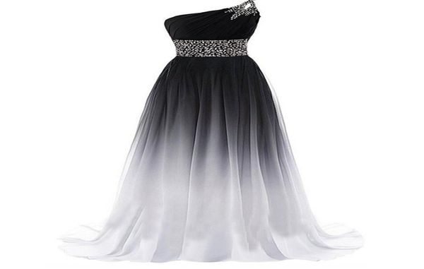 

2018 oneshoulder sequins aline long prom dresses with beading chiffon plus size party dresses formal gowns vestido de festa5986362, Black