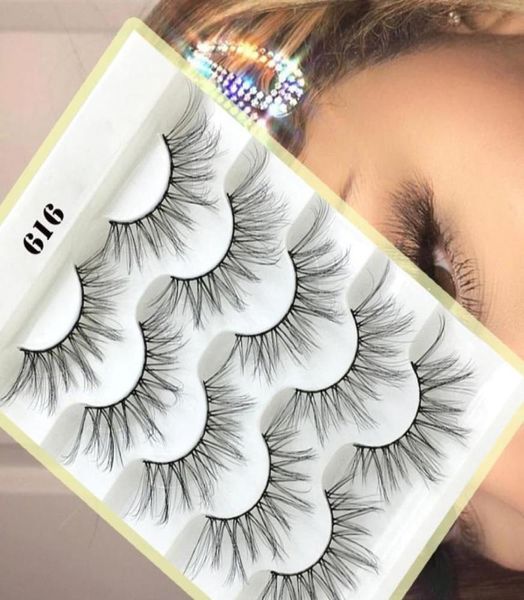 

5pairs 3d faux mink hair false eyelashes natural long full volume wispies classic handmade eye lashes extension makeup tools1270970