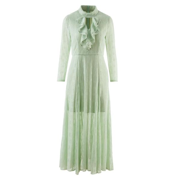 

highquality spring ruffled lace stitching runway dress0123998166, Black