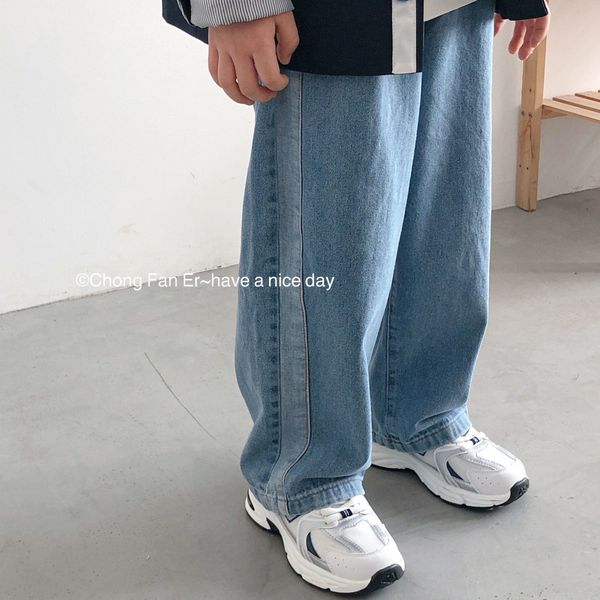 

trousers kids pants elastic waist ankle length loose straight simple casual fashionable modern designable soft summer children boys 230821, Blue