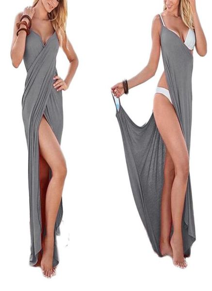 

women039s swimwear women summer bathing suits long cover up sarong big plus size many colors beach dress5698580, White;black