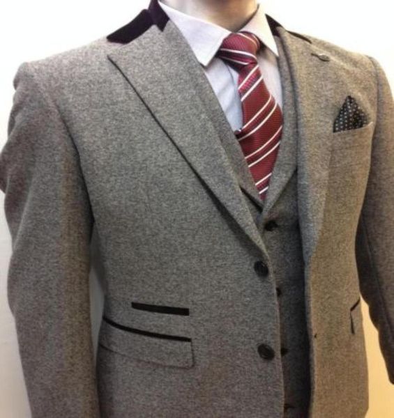 

custom made new personality gray herringbone casual suit threepiece suit exquisite handcutting coat vest pan58697758485874, White;black
