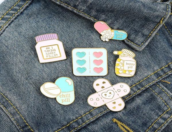 

pill enamel brooches pin for women fashion dress coat shirt demin metal funny brooch pins badges promotion gift9185999, Gray