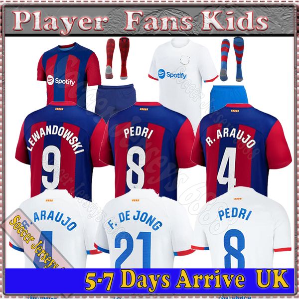 

23 24 fans player lewandowski soccer jersey gavi camiseta de futbol pedri ferran 2023 2024 fc ansu fati raphinha football shirt men kit kids, Black;yellow