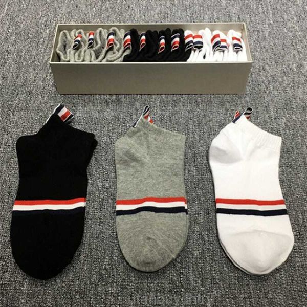 

men's socks tb thom socks luxury brand classic design rwb striped male socks pure cotton fashion breathable women comfortable causal so, Black