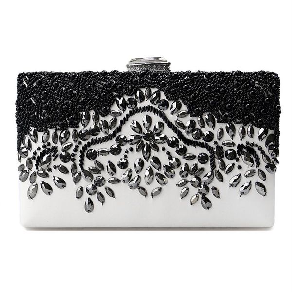 

new pu women embroidery evening black beaded wedding bridal handbags with shoulder purse clutch evening bags278c