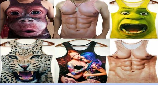 

new women men tank personality statue of liberty skull graffiti 3d print mesh breathable casual vest7338121, White;black