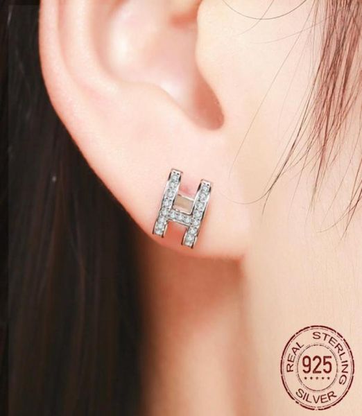 

luxury princess 925 sterling silver letter h stud earring for women lady anniversary gift jewelry whole e0788183336, Golden;silver