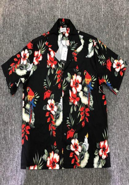 

flower red printed shirt loose men women allmatch hawaii shortsleeved1556242, White;black