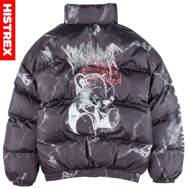 

men's jackets histrex brand men parkas jacket bubble coats print bear y2k winter warm thick fleece jackets man puffer women quilted par, Black;brown