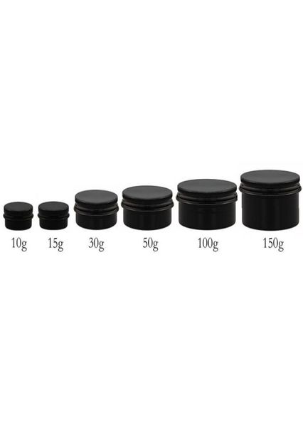 

100pcslot 10g 15g 30g 50g 100g 150g black empty aluminum jar 50gram metal cream jar 150g aluminum tin cosmetic container matte bl5314023