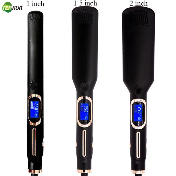 

hair straighteners 1152 inches hair straightener ceramic coating plates lcd flat iron mch heating hair styling tools with negative ions func, Black