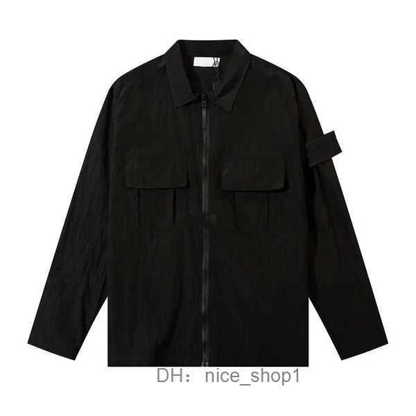 

island brand jackets coat metal nylon functional shirt double pocket reflective sun protection windbreaker stone men size stones island 1 42, Black;brown