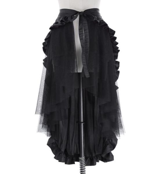 

skirts women skirt steampunk retro victorian lolita punk ruffled long laceup waist asymmetric girls fashion open1519235, Black