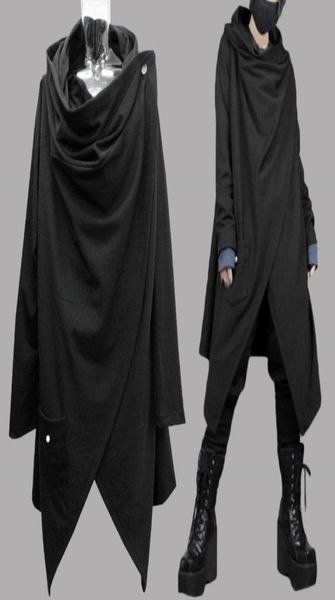 

incerun fashion men trench coats long sleeve solid streetwear punk style men cloak cape vintage cotton casual irregular jackets9347095736, Black;brown