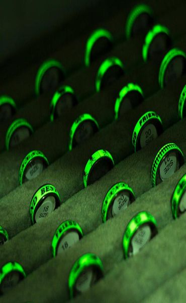 

50 pieceslot luminous stainless steel rings whole mix pattern letter vintage jewelry for women and men glow in the dark2595500, Silver