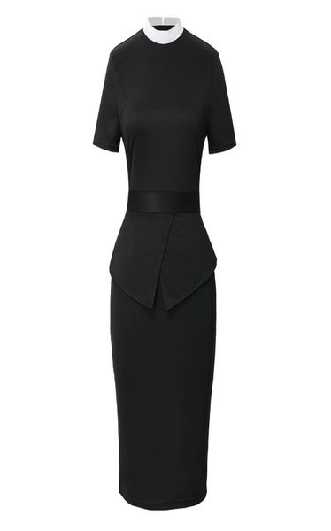 

short sleeve women clergy dress catholic work dresses black7124189, White;black