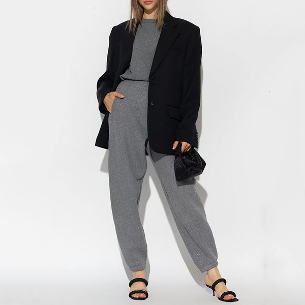 

womens two piece pants autumn fine glitter padded sweatshirt set fashion casual hooded loose peplum cardigan y2k shorts 230818, White