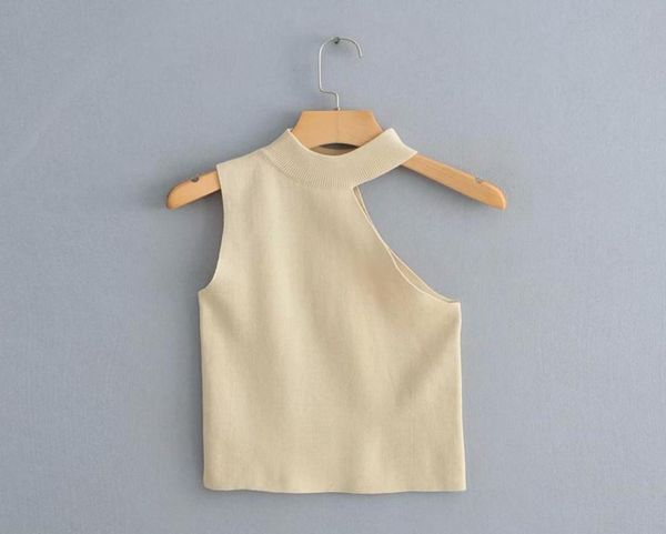 

women039s tshirt fashion women solid color halter casual irregular knitting chic basic short clothing ls37505145952, White