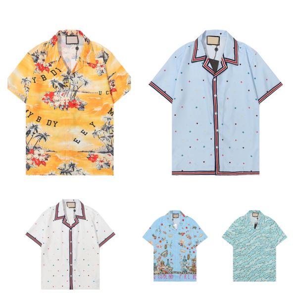 

luxury designer shirts mens fashion geometric print flower pink bowling shirt hawaii floral casual shirts men -3xl, White;black