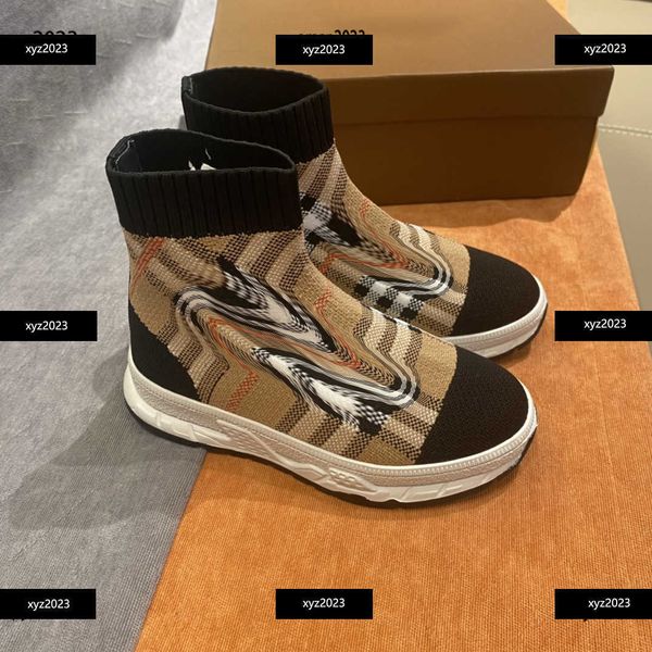 

23ss kids socks shoes child sneaker new listing cross stripe design shoes box packaging children's size 26-35, Black;red