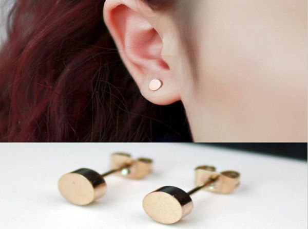 

rose gold platedyellow gold plated platinum plated titanium steel mini round shape small cute women stud earrings earrings4803629, Golden;silver