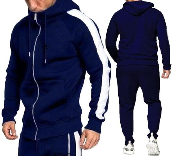

men039s tracksuits 2pcs men hoodie joggers pants tracksuit set running jogging gym sports wear hooded sweat suit exercise 9690477, Gray