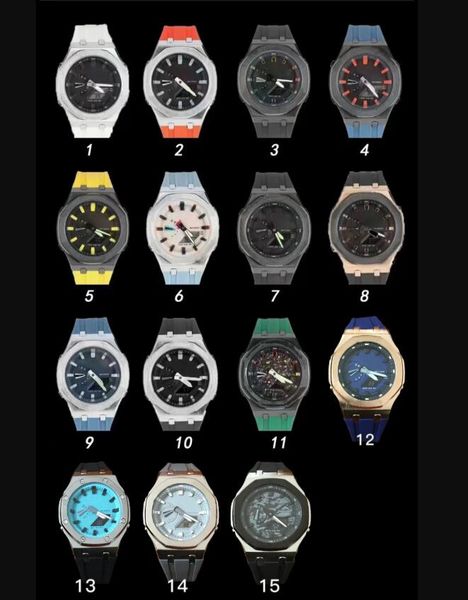 

2023 original shock watch digital sport quartz watch alloy ultra thin waterproof dial rubber strap oak series, Slivery;brown