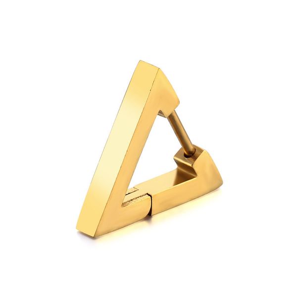 

hiphop triangle titanium steel geometric metal hoop earrings men jewelry couple gifts, Golden;silver
