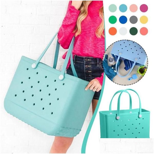 

Favor Party Summer Eva Beach Bag Large Capacity Rubber Handbag Waterproof Lightweight Ladies Oversized Tote Basket for Gym Swim Dhxr0