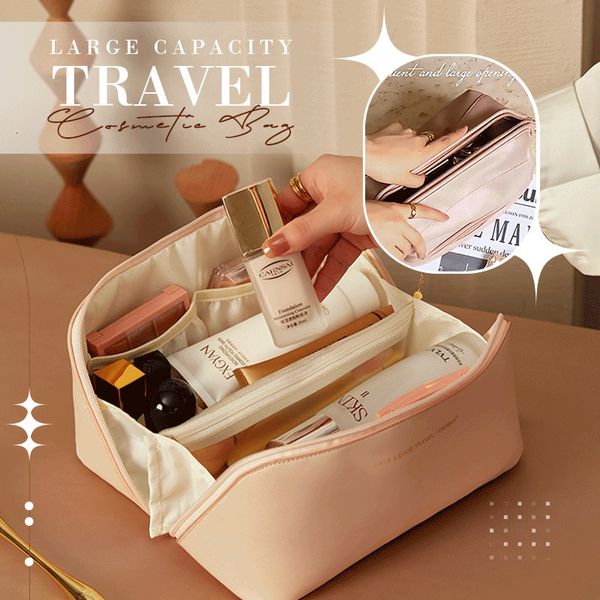 

cosmetic bags cases women travel cosmetic bag pu leather make up pouch large-capacity travel wash toiletry organizer purse cosmetic bag stor