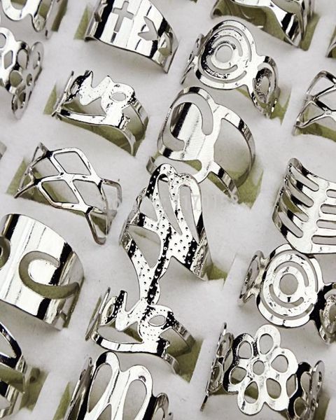 

adjustable size silver plated zinc alloy finger rings toe ring for women and men mix style whole jewelry lot lr1297912784