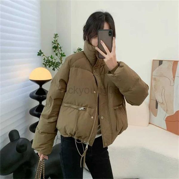 

women's down parkas 2023 winter women's jacket korean fashion polyester warm zipper padded coat female solid thickening warm puffe, Black