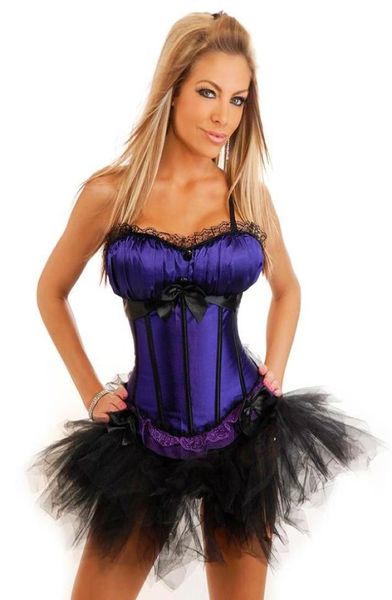 

classic women039s shapers ribbon lace overbust corset busiters with layered mini skirt tutu dress set diy halloween christmas n8107459, Black;white