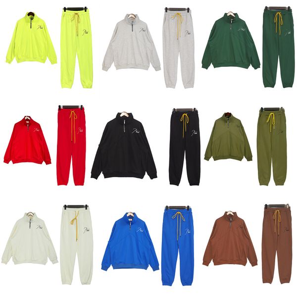 

men s tracksuits 2023 men women streetwear loose embroidered suit autumn winter half zipper drawstring jackets sweatpants 230821, Gray