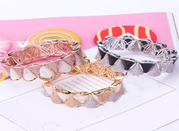 

luxury fashion brand jewelry lady brass white mother of pearl setting diamond sector skirt shape 18k gold wedding engagement wide 4424419, Black