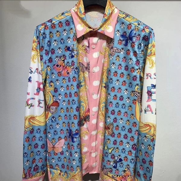 

casablanc long sleeve men designer shirt lucid dreams island scenery color temperament satin short sleeve dress shirt -3xl 2023, White;black