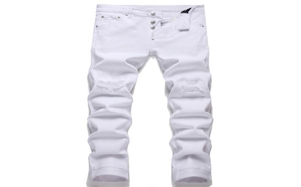 

white slim fit stretch ripped men jeans printed men039s button fly denim trousers nn33cvgd6055947, Blue